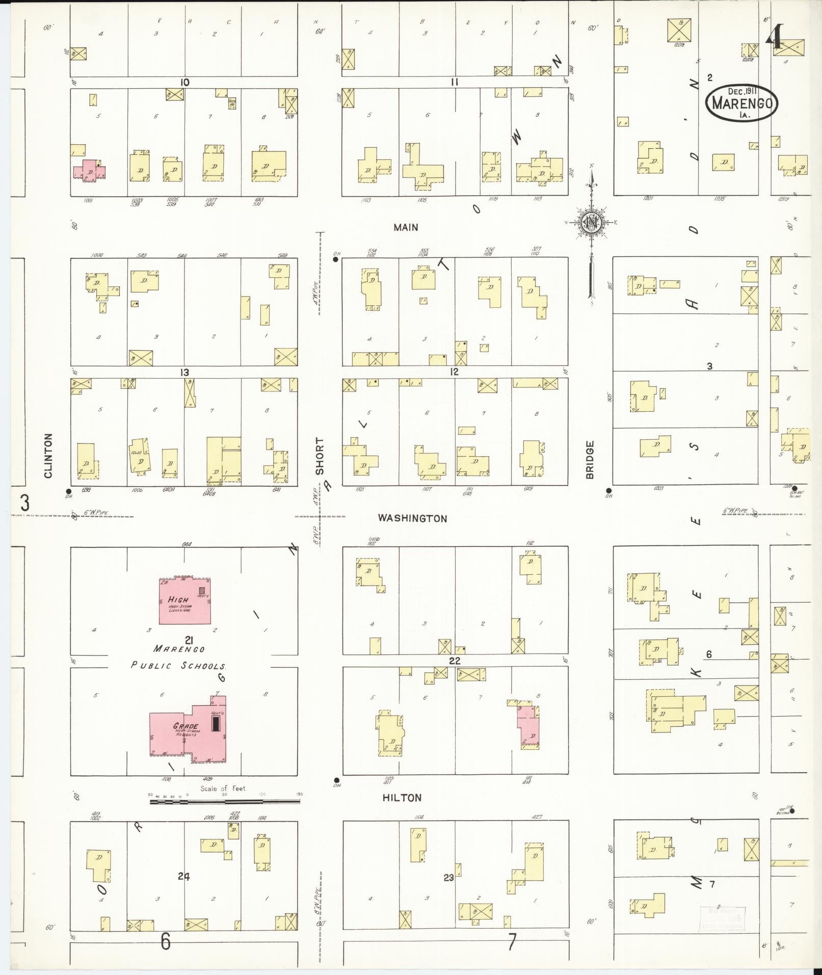 Sanborn Fire Insurance Map from Marengo, Iowa County, Iowa (1911), Sheet #0004 - Historic Sanborn Fire Insurance Map Print