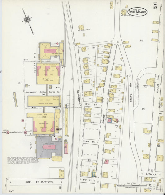 Sanborn Fire Insurance Map from Point Marion, Fayette County, Pennsylvania (1921), Sheet #0005 - Historic Sanborn Fire Insurance Map Print, vintage old map wall art, antique decor, genealogy gift, Pennsylvania Pennsylvania map