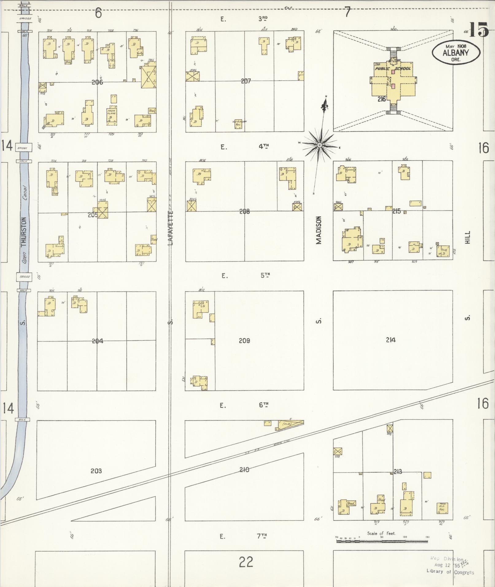 Sanborn Fire Insurance Map from Albany, Linn County, Oregon (1908), Sheet #0015 - Historic Sanborn Fire Insurance Map Print, vintage old map wall art, antique decor, genealogy gift, Oregon Oregon map