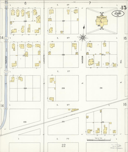 Sanborn Fire Insurance Map from Albany, Linn County, Oregon (1908), Sheet #0015 - Historic Sanborn Fire Insurance Map Print, vintage old map wall art, antique decor, genealogy gift, Oregon Oregon map