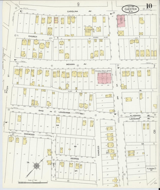 Sanborn Fire Insurance Map from Chester, Hancock County, West Virginia (1910), Sheet #0010 - Historic Sanborn Fire Insurance Map Print, vintage old map wall art, antique decor, genealogy gift, West Virginia West Virginia map