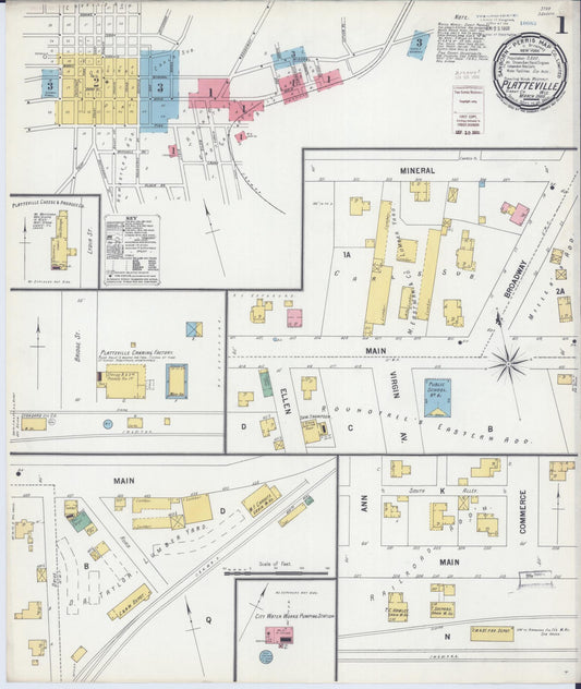 Sanborn Fire Insurance Map from Platteville, Grant County, Wisconsin (1900), Sheet #0001 - Historic Sanborn Fire Insurance Map Print, vintage old map wall art, antique decor, genealogy gift, Wisconsin Wisconsin map