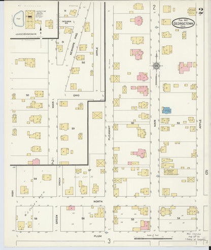 Sanborn Fire Insurance Map from Georgetown, Brown County, Ohio (1912), Sheet #0002 - Historic Sanborn Fire Insurance Map Print, vintage old map wall art, antique decor, genealogy gift, Ohio Ohio map