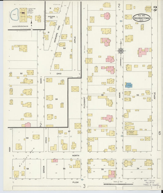 Sanborn Fire Insurance Map from Georgetown, Brown County, Ohio (1912), Sheet #0002 - Historic Sanborn Fire Insurance Map Print, vintage old map wall art, antique decor, genealogy gift, Ohio Ohio map