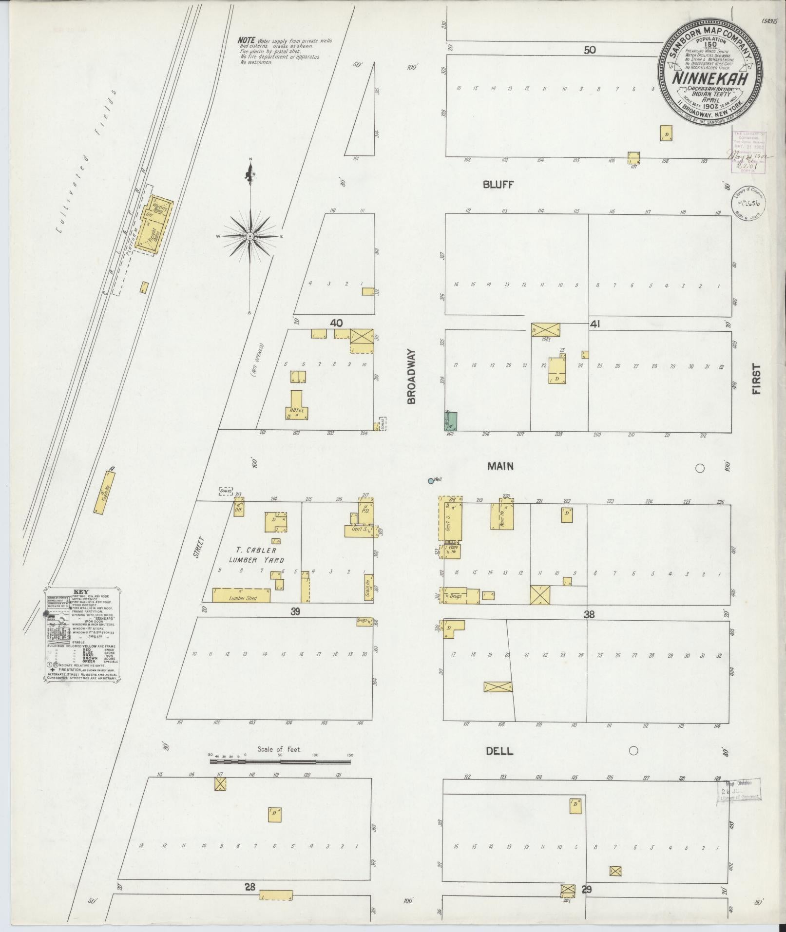 Sanborn Fire Insurance Map from Ninnekah, Grady County, Oklahoma (1902), Sheet #0001 - Historic Sanborn Fire Insurance Map Print, vintage old map wall art, antique decor, genealogy gift, Oklahoma Oklahoma map