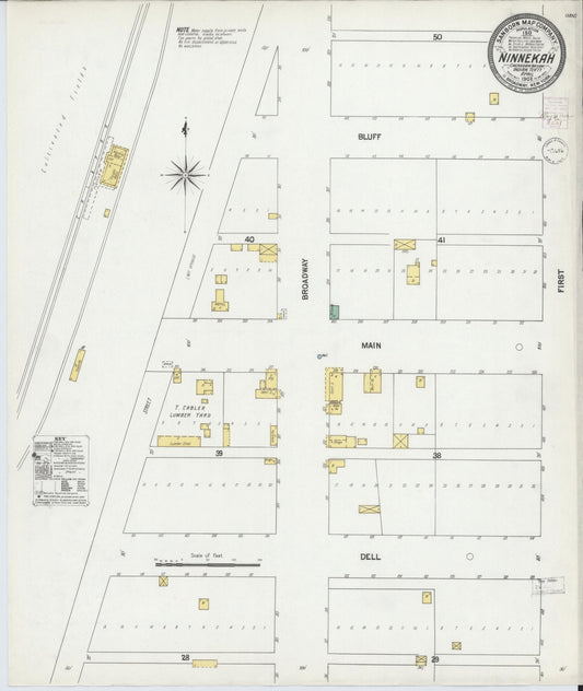 Sanborn Fire Insurance Map from Ninnekah, Grady County, Oklahoma (1902), Sheet #0001 - Historic Sanborn Fire Insurance Map Print, vintage old map wall art, antique decor, genealogy gift, Oklahoma Oklahoma map
