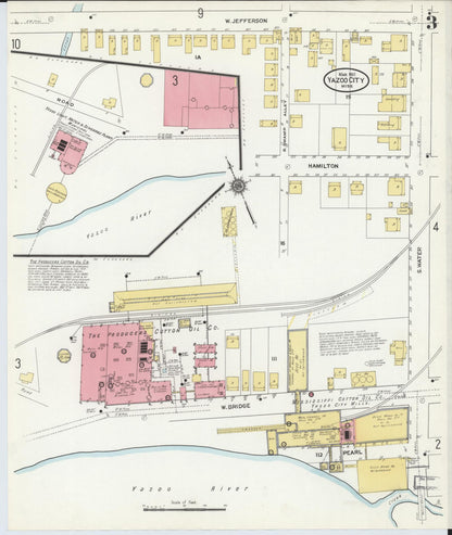 Sanborn Fire Insurance Map from Yazoo City, Yazoo County, Mississippi (1911), Sheet #0003 - Complete Map Set gallery image, historic Sanborn map, vintage wall art, Mississippi Mississippi