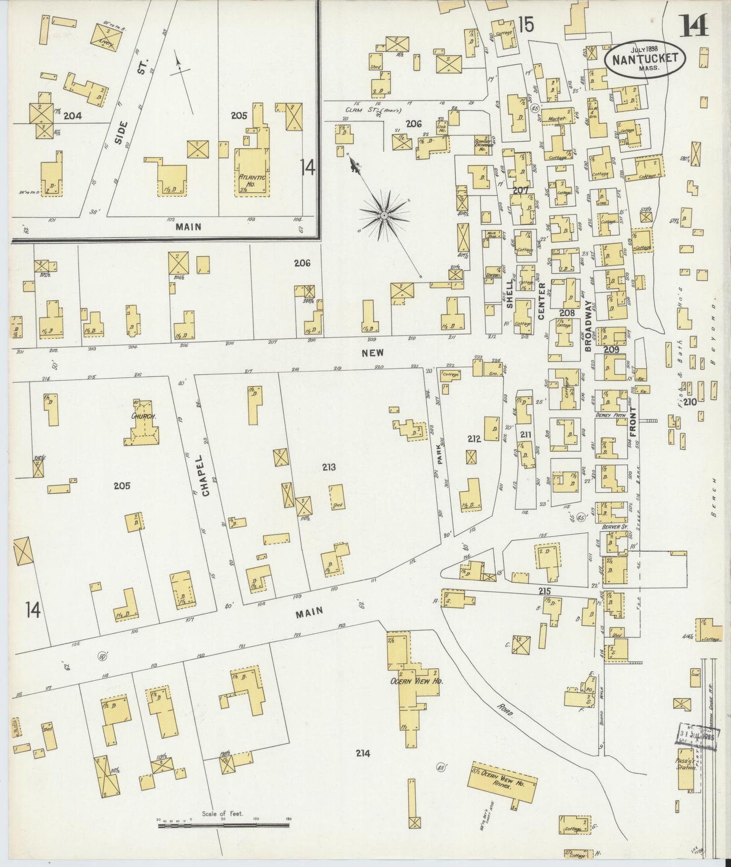 Sanborn Fire Insurance Map from Nantucket, Nantucket County, Massachusetts (1898), Sheet #0014 - Complete Map Set gallery image, historic Sanborn map, vintage wall art, Massachusetts Massachusetts