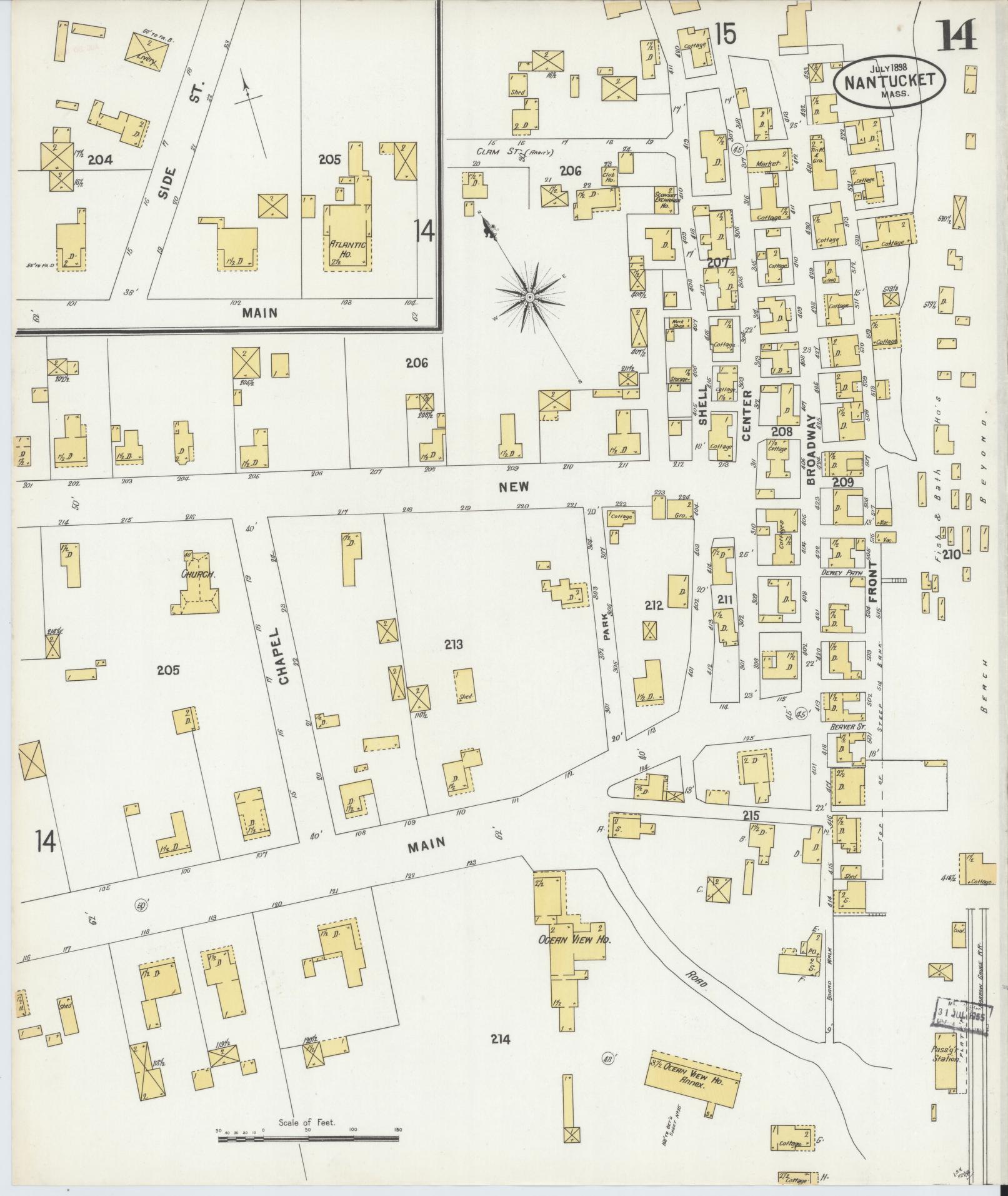 Sanborn Fire Insurance Map from Nantucket, Nantucket County, Massachusetts (1898), Sheet #0014 - Complete Map Set gallery image, historic Sanborn map, vintage wall art, Massachusetts Massachusetts
