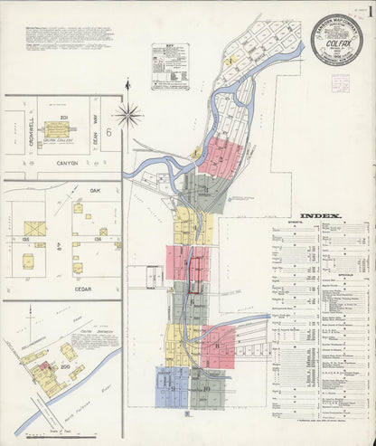 Sanborn Fire Insurance Map from Colfax, Whitman County, Washington (1908), Sheet #0001 - Complete Map Set gallery image, historic Sanborn map, vintage wall art, Washington Washington