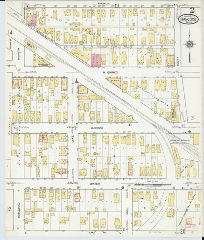 Sanborn Fire Insurance Map from Hancock, Houghton County, Michigan (1917), Sheet #0002 - Complete Map Set gallery image, historic Sanborn map, vintage wall art, Michigan Michigan