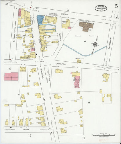Sanborn Fire Insurance Map from Hempstead, Nassau County, New York (1919), Sheet #0005 - Complete Map Set gallery image, historic Sanborn map, vintage wall art, New York New York