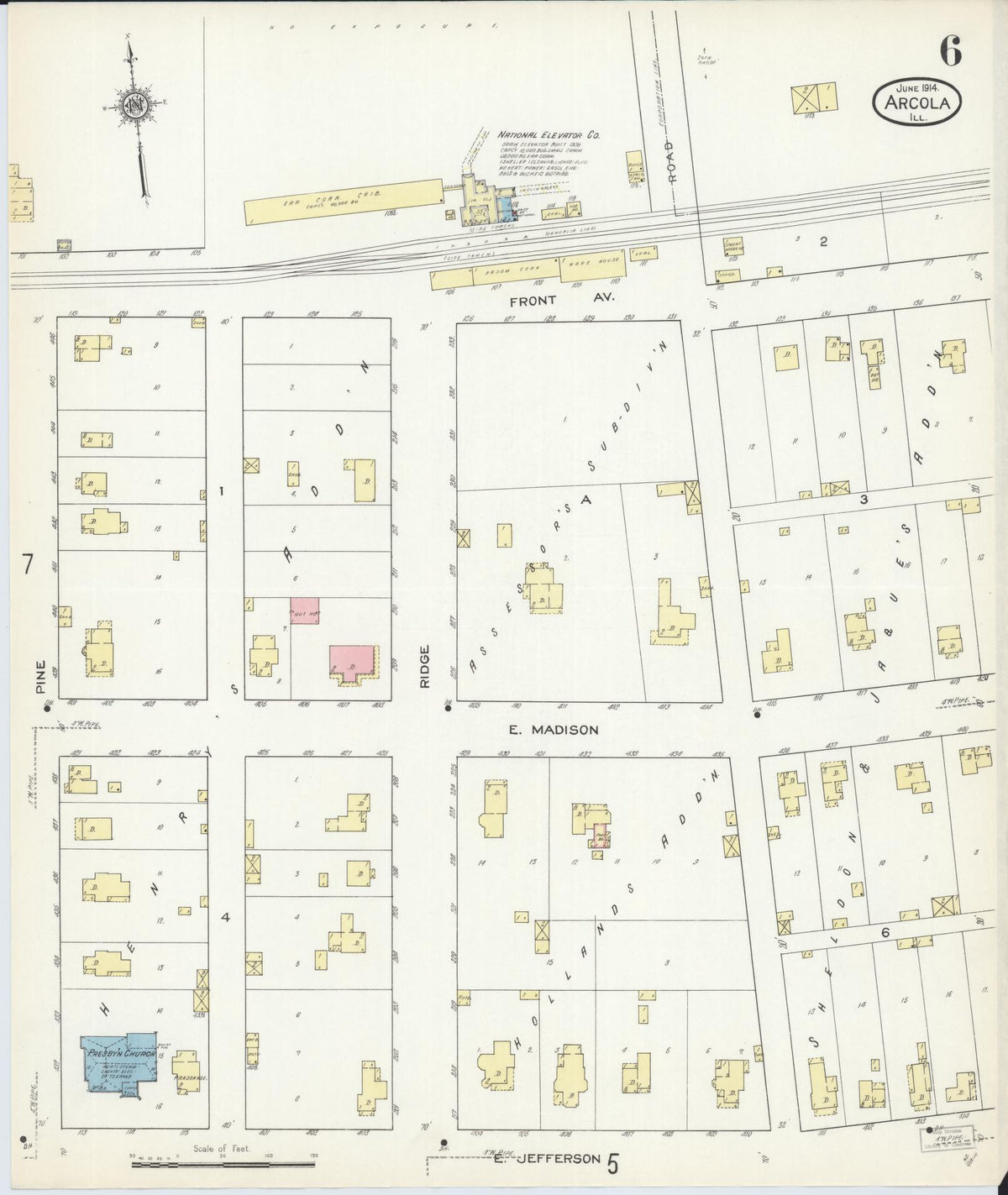 Sanborn Fire Insurance Map from Arcola, Douglas County, Illinois (1914), Sheet #0006 - Historic Sanborn Fire Insurance Map Print, vintage old map wall art, antique decor, genealogy gift, Illinois Illinois map
