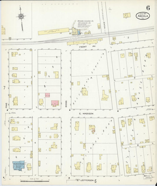 Sanborn Fire Insurance Map from Arcola, Douglas County, Illinois (1914), Sheet #0006 - Historic Sanborn Fire Insurance Map Print, vintage old map wall art, antique decor, genealogy gift, Illinois Illinois map
