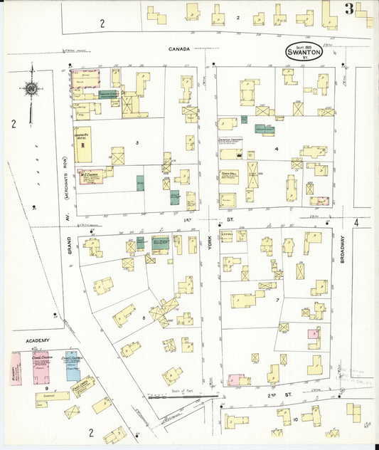Sanborn Fire Insurance Map from Swanton, Franklin County, Vermont (1909), Sheet #0003 - Historic Sanborn Fire Insurance Map Print, vintage old map wall art, antique decor, genealogy gift, Vermont Vermont map