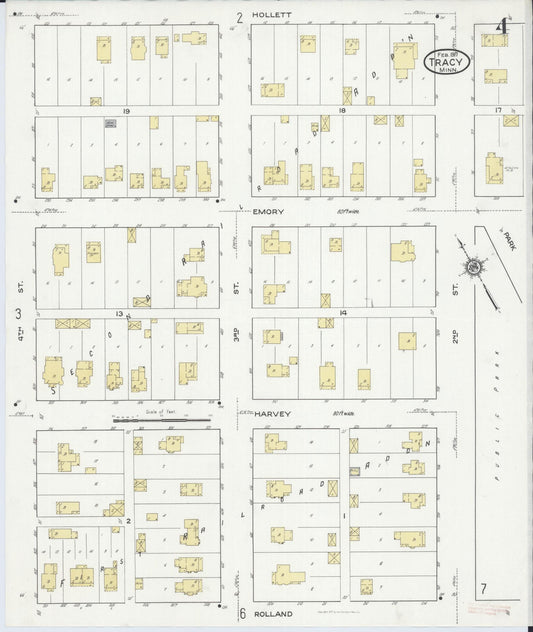 Sanborn Fire Insurance Map from Tracy, Lyon County, Minnesota (1917), Sheet #0004 - Historic Sanborn Fire Insurance Map Print, vintage old map wall art, antique decor, genealogy gift, Minnesota Minnesota map