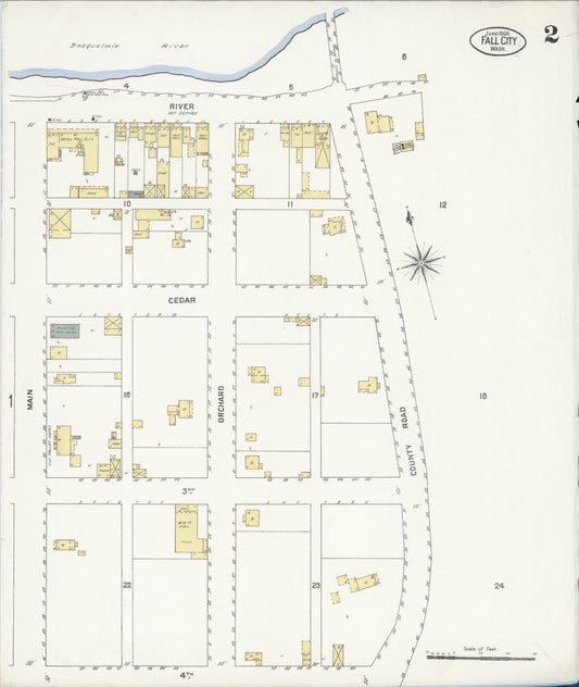 Sanborn Fire Insurance Map from Fall City, King County, Washington (1908), Sheet #0002 - Historic Sanborn Fire Insurance Map Print, vintage old map wall art, antique decor, genealogy gift, Washington Washington map