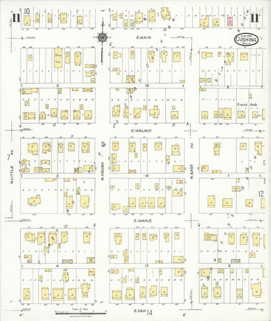 Sanborn Fire Insurance Map from Cushing, Payne County, Oklahoma (1924), Sheet #0011 - Historic Sanborn Fire Insurance Map Print, vintage old map wall art, antique decor, genealogy gift, Oklahoma Oklahoma map