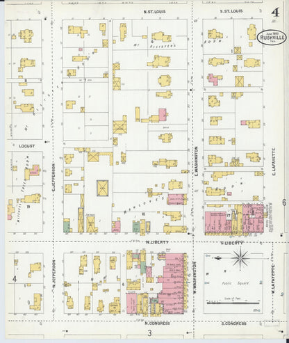 Sanborn Fire Insurance Map from Rushville, Schuyler County, Illinois (1900), Sheet #0004 - Complete Map Set gallery image, historic Sanborn map, vintage wall art, Illinois Illinois