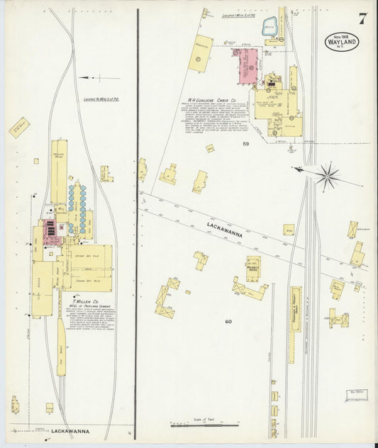 Sanborn Fire Insurance Map from Wayland, Steuben County, New York (1908), Sheet #0007 - Historic Sanborn Fire Insurance Map Print, vintage old map wall art, antique decor, genealogy gift, New York New York map