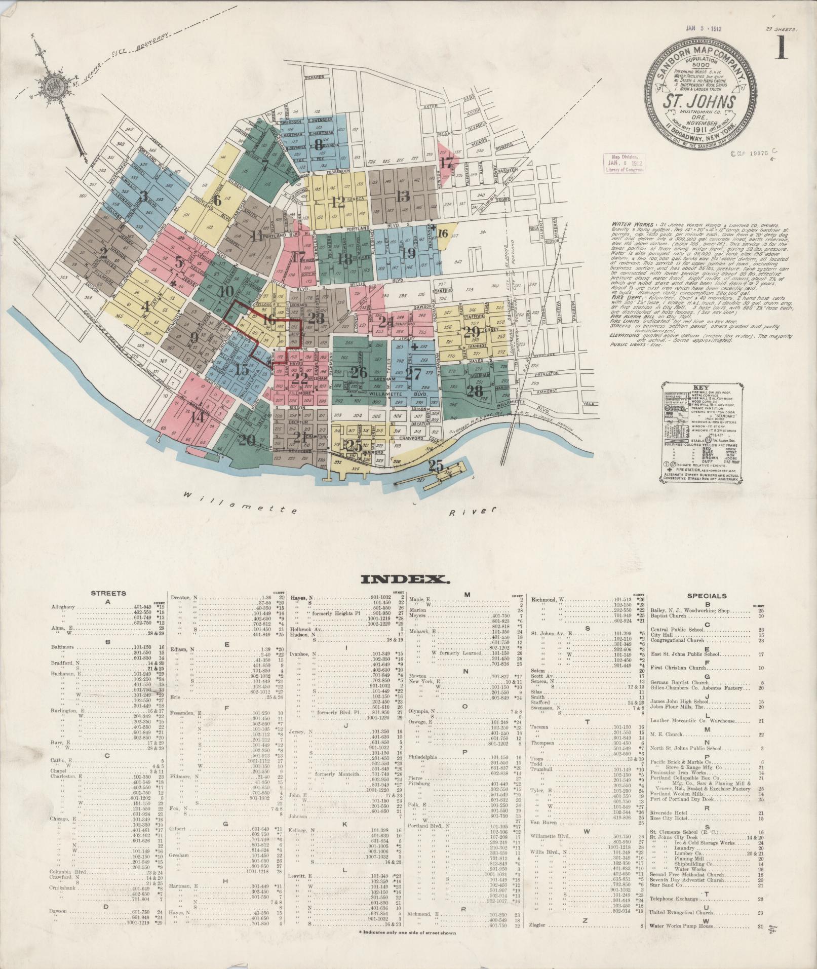 Sanborn Fire Insurance Map from Saint Johns, Multnomah County, Oregon. (1911) – Historic Sanborn Fire Insurance Map Print