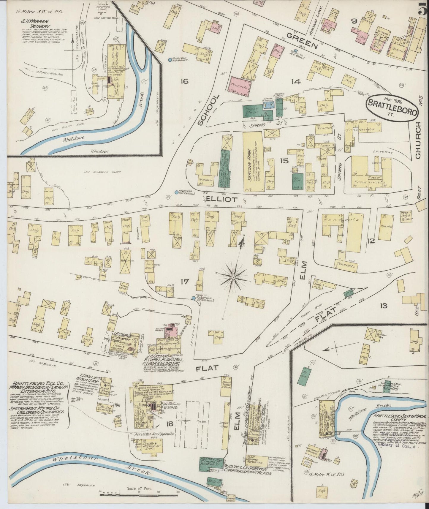 Sanborn Fire Insurance Map from Brattleboro, Windham County, Vermont (1885), Sheet #0005 - Complete Map Set gallery image, historic Sanborn map, vintage wall art, Vermont Vermont