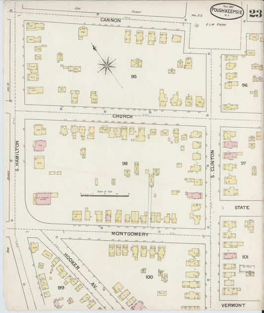 Sanborn Fire Insurance Map from Poughkeepsie, Dutchess County, New York (1887), Sheet #0023 - Historic Sanborn Fire Insurance Map Print, vintage old map wall art, antique decor, genealogy gift, New York New York map