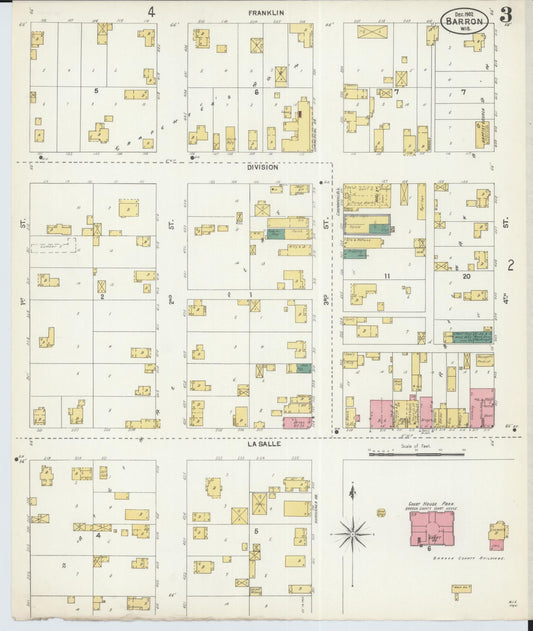 Sanborn Fire Insurance Map from Barron, Barron County, Wisconsin (1892), Sheet #0003 - Historic Sanborn Fire Insurance Map Print, vintage old map wall art, antique decor, genealogy gift, Wisconsin Wisconsin map