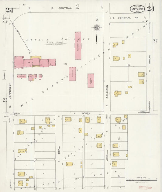 Sanborn Fire Insurance Map from Mexico, Audrain County, Missouri (1926), Sheet #0024 - Historic Sanborn Fire Insurance Map Print, vintage old map wall art, antique decor, genealogy gift, Missouri Missouri map