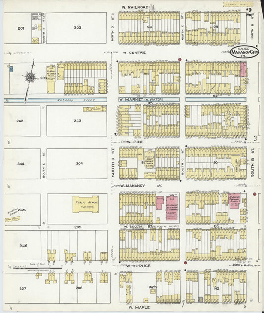 Sanborn Fire Insurance Map from Mahanoy City, Schuylkill County, Pennsylvania (1920), Sheet #0002 - Historic Sanborn Fire Insurance Map Print, vintage old map wall art, antique decor, genealogy gift, Pennsylvania Pennsylvania map