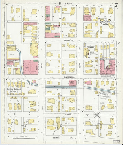 Sanborn Fire Insurance Map from Marion, Grant County, Indiana (1901), Sheet #0007 - Complete Map Set gallery image, historic Sanborn map, vintage wall art, Indiana Indiana