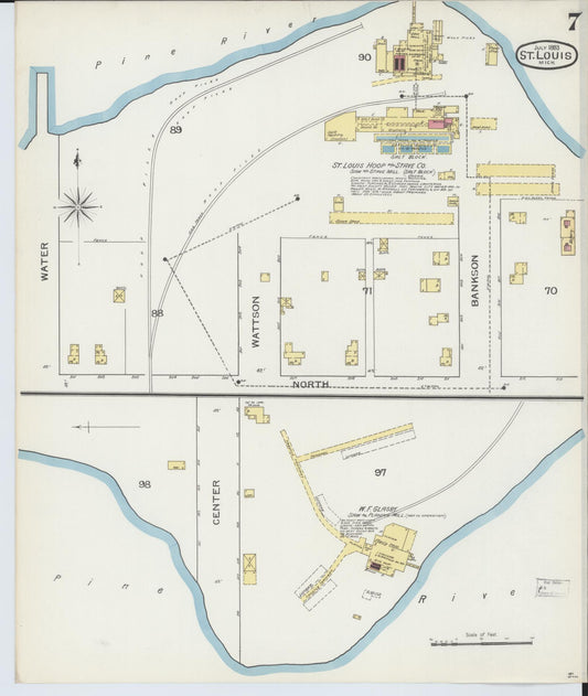 Sanborn Fire Insurance Map from Saint Louis, Gratiot County, Michigan (1893), Sheet #0007 - Historic Sanborn Fire Insurance Map Print, vintage old map wall art, antique decor, genealogy gift, Michigan Michigan map