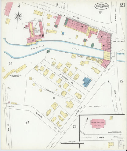 Sanborn Fire Insurance Map from Torrington, Litchfield County, Connecticut (1909), Sheet #0021 - Complete Map Set gallery image, historic Sanborn map, vintage wall art, Connecticut Connecticut