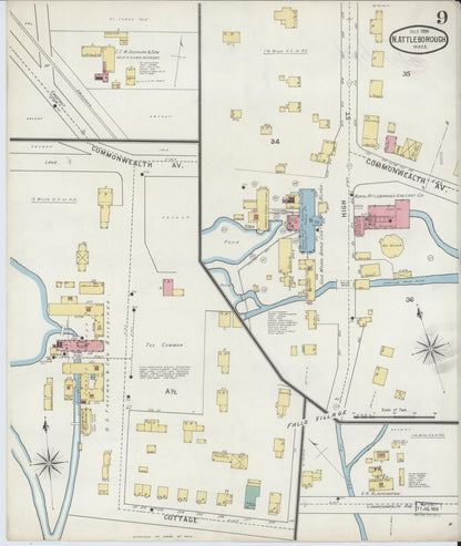 Sanborn Fire Insurance Map from North Attleborough, Bristol County, Massachusetts (1894), Sheet #0009 - Complete Map Set gallery image, historic Sanborn map, vintage wall art, Massachusetts Massachusetts