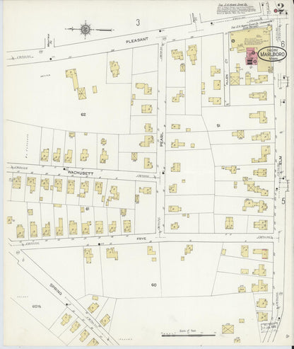 Sanborn Fire Insurance Map from Marlborough, Middlesex County, Massachusetts (1912), Sheet #0002 - Complete Map Set gallery image, historic Sanborn map, vintage wall art, Massachusetts Massachusetts