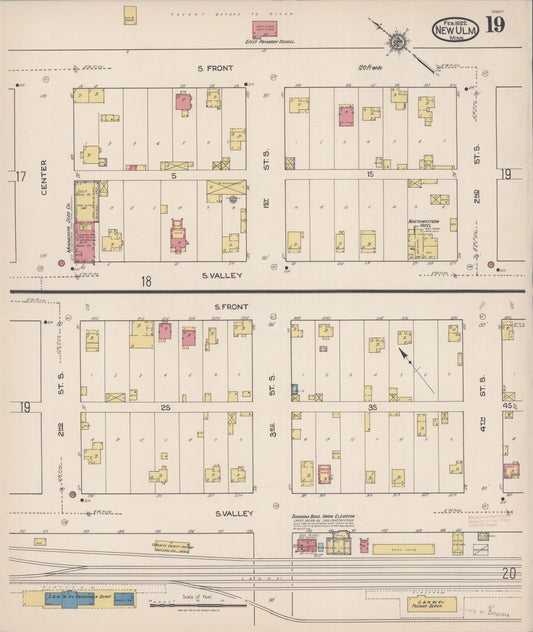Sanborn Fire Insurance Map from New Ulm, Brown County, Minnesota (1922), Sheet #0019 - Historic Sanborn Fire Insurance Map Print, vintage old map wall art, antique decor, genealogy gift, Minnesota Minnesota map