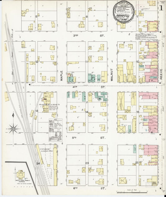 Sanborn Fire Insurance Map from Hampton, Franklin County, Iowa (1892), Sheet #0001 - Historic Sanborn Fire Insurance Map Print