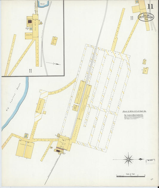 Sanborn Fire Insurance Map from Jefferson, Marion County, Texas (1906), Sheet #0011 - Historic Sanborn Fire Insurance Map Print, vintage old map wall art, antique decor, genealogy gift, Texas Texas map