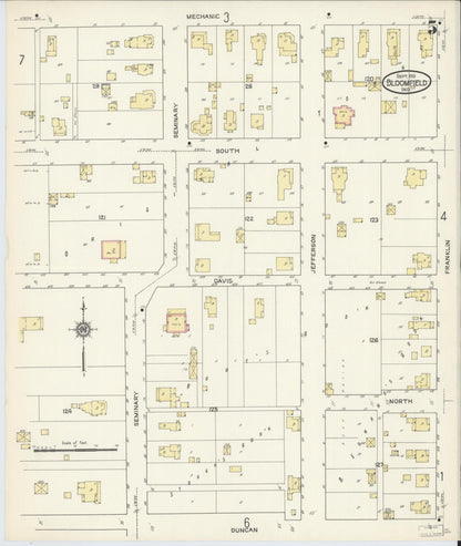 Sanborn Fire Insurance Map from Bloomfield, Greene County, Indiana (1913), Sheet #0005 - Historic Sanborn Fire Insurance Map Print, vintage old map wall art, antique decor, genealogy gift, Indiana Indiana map