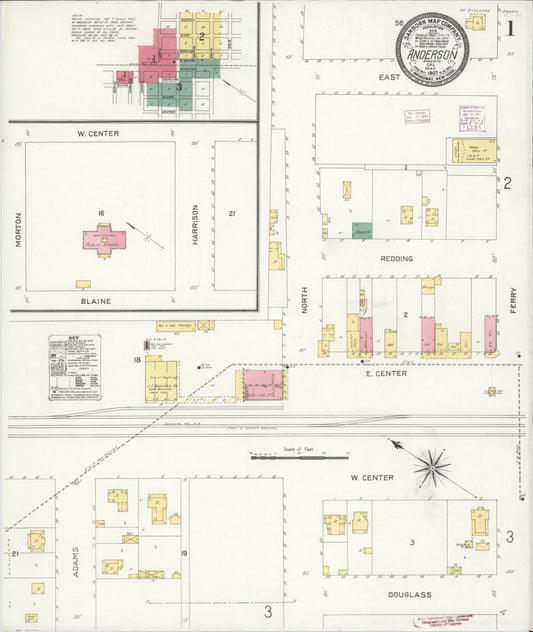 Sanborn Fire Insurance Map from Anderson, Shasta County, California (1907), Sheet #0001 - Historic Sanborn Fire Insurance Map Print, vintage old map wall art, antique decor, genealogy gift, California California map