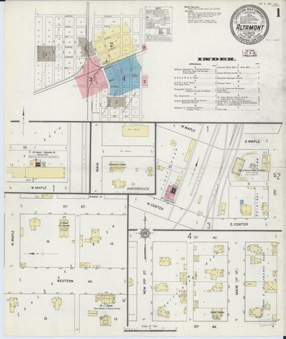 Sanborn Fire Insurance Map from Altamont, Effingham County, Illinois (1911), Sheet #0001 - Complete Map Set gallery image, historic Sanborn map, vintage wall art, Illinois Illinois