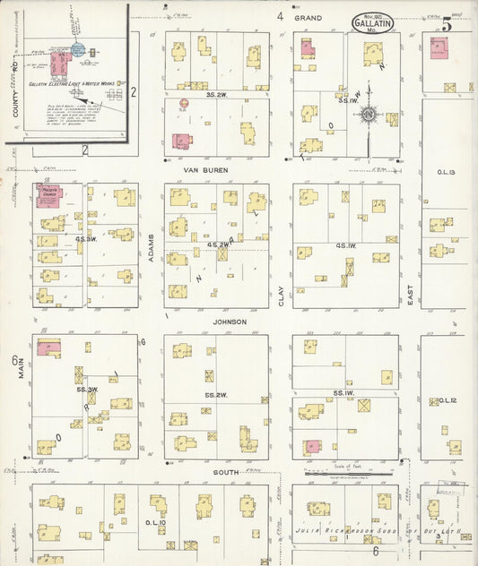 Sanborn Fire Insurance Map from Gallatin, Daviess County, Missouri (1921), Sheet #0005 - Historic Sanborn Fire Insurance Map Print, vintage old map wall art, antique decor, genealogy gift, Missouri Missouri map