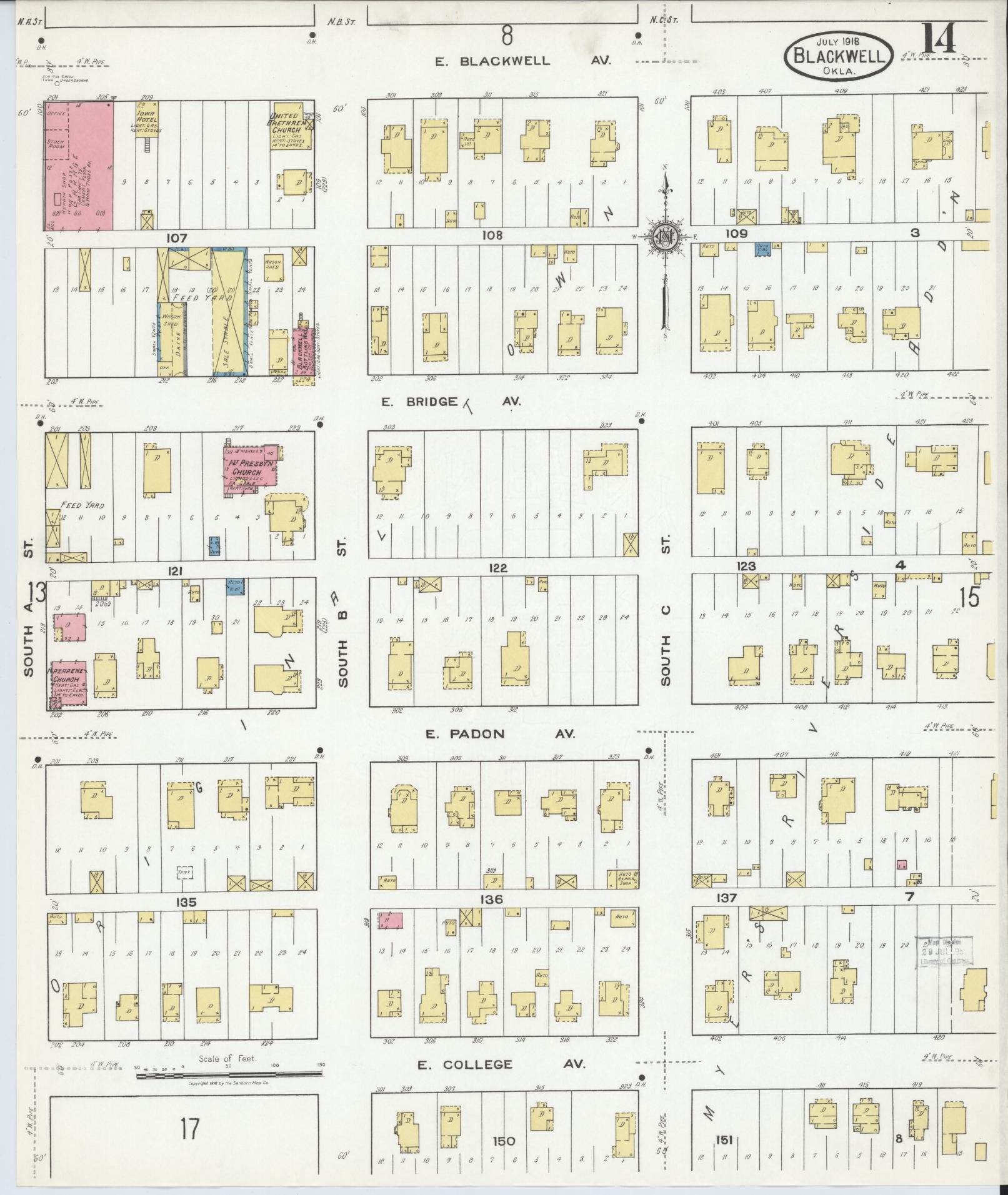 Sanborn Fire Insurance Map from Blackwell, Kay County, Oklahoma (1918), Sheet #0014 - Complete Map Set gallery image, historic Sanborn map, vintage wall art, Oklahoma Oklahoma