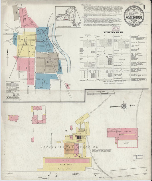 Sanborn Fire Insurance Map from Horseheads, Chemung County, New York (1914), Sheet #0001 - Complete Map Set gallery image, historic Sanborn map, vintage wall art, New York New York