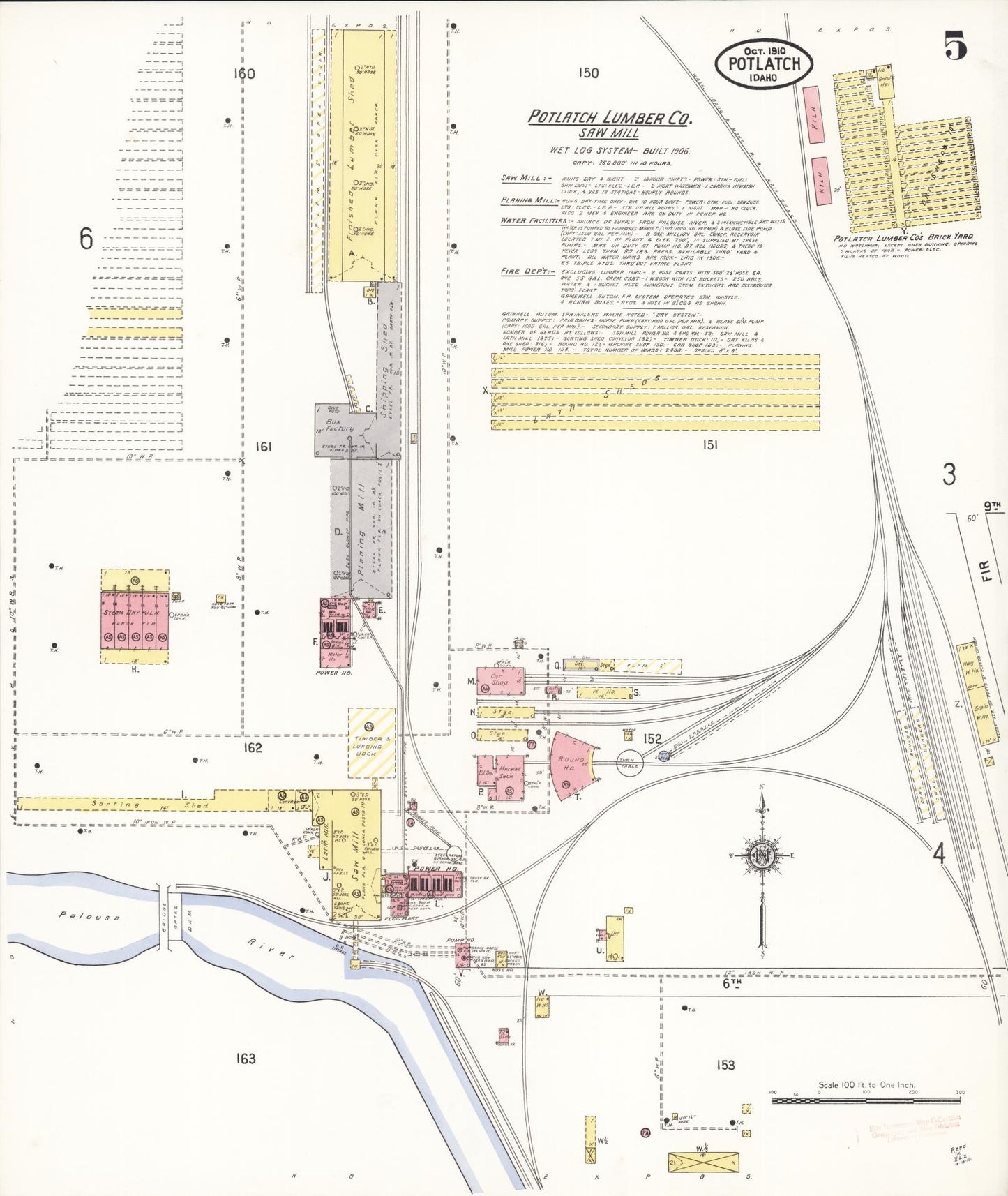 Sanborn Fire Insurance Map from Potlatch, Latah County, Idaho (1910), Sheet #0005 - Complete Map Set gallery image, historic Sanborn map, vintage wall art, Idaho Idaho