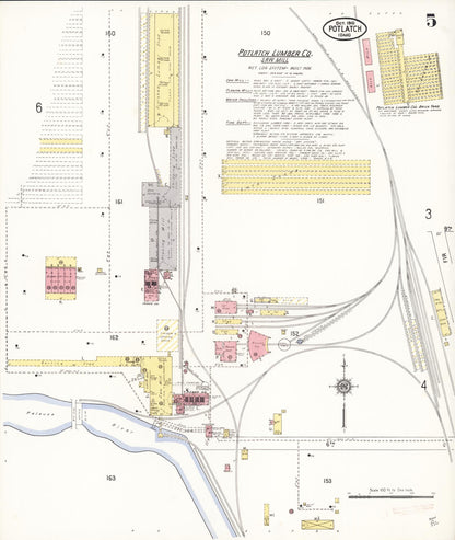 Sanborn Fire Insurance Map from Potlatch, Latah County, Idaho (1910), Sheet #0005 - Complete Map Set gallery image, historic Sanborn map, vintage wall art, Idaho Idaho