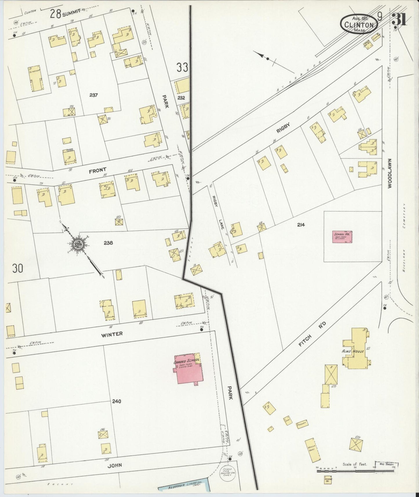 Sanborn Fire Insurance Map from Clinton, Worcester County, Massachusetts (1911), Sheet #0031 - Complete Map Set gallery image, historic Sanborn map, vintage wall art, Massachusetts Massachusetts