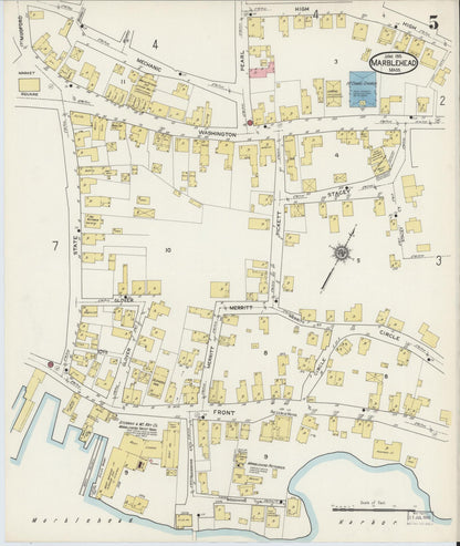 Sanborn Fire Insurance Map from Marblehead, Essex County, Massachusetts (1915), Sheet #0005 - Historic Sanborn Fire Insurance Map Print, vintage old map wall art, antique decor, genealogy gift, Massachusetts Massachusetts map