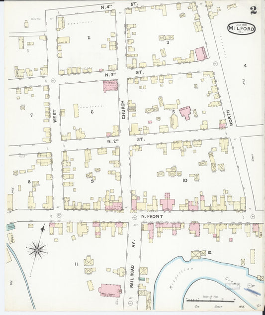 Sanborn Fire Insurance Map from Milford, Kent And Sussex Counties, Delaware (1891), Sheet #0002 - Historic Sanborn Fire Insurance Map Print, vintage old map wall art, antique decor, genealogy gift, Delaware Delaware map