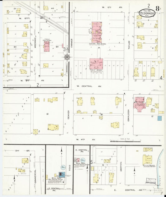 Sanborn Fire Insurance Map from El Dorado, Butler County, Kansas (1912), Sheet #0008 - Historic Sanborn Fire Insurance Map Print, vintage old map wall art, antique decor, genealogy gift, Kansas Kansas map